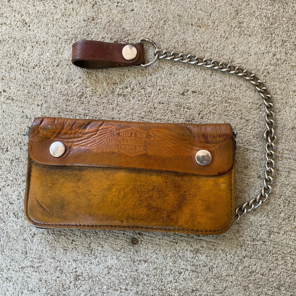 Vintage 60s 70s Leather Biker Chain Wallet Harley Davidson